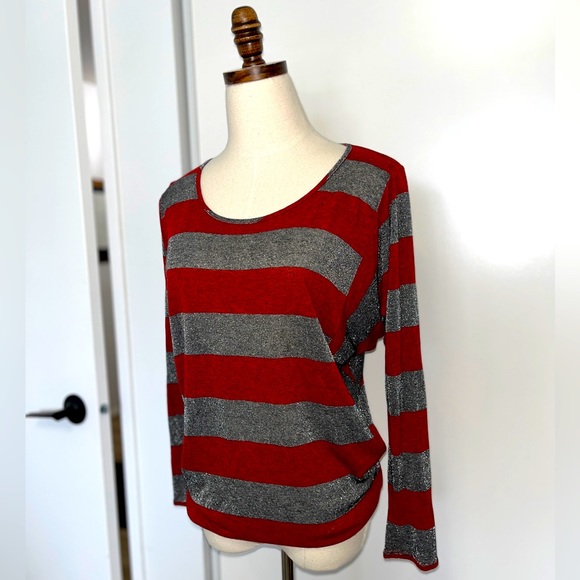 Red & Silver Dolman Long Sleeve - Picture 2 of 6